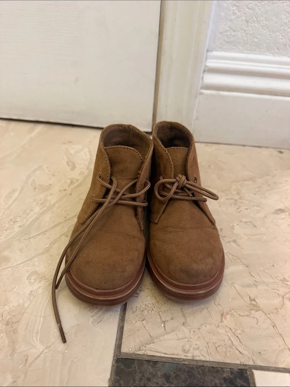 Kids Brown Suede Boots - Casual Lace-Up